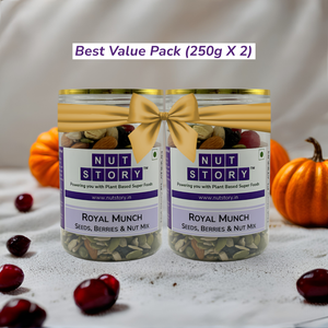 Two jars of Nut Story Royal Munch Platinum trail mix — seeds, berries and nut mix value pack
