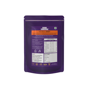 Nut Story Zest Black Pepper Cashews W210 pouch with nutritional highlights on a clean background