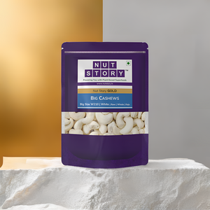 Close-up of Nut Story Gold W210 cashew kernels showing consistent size and natural ivory colour