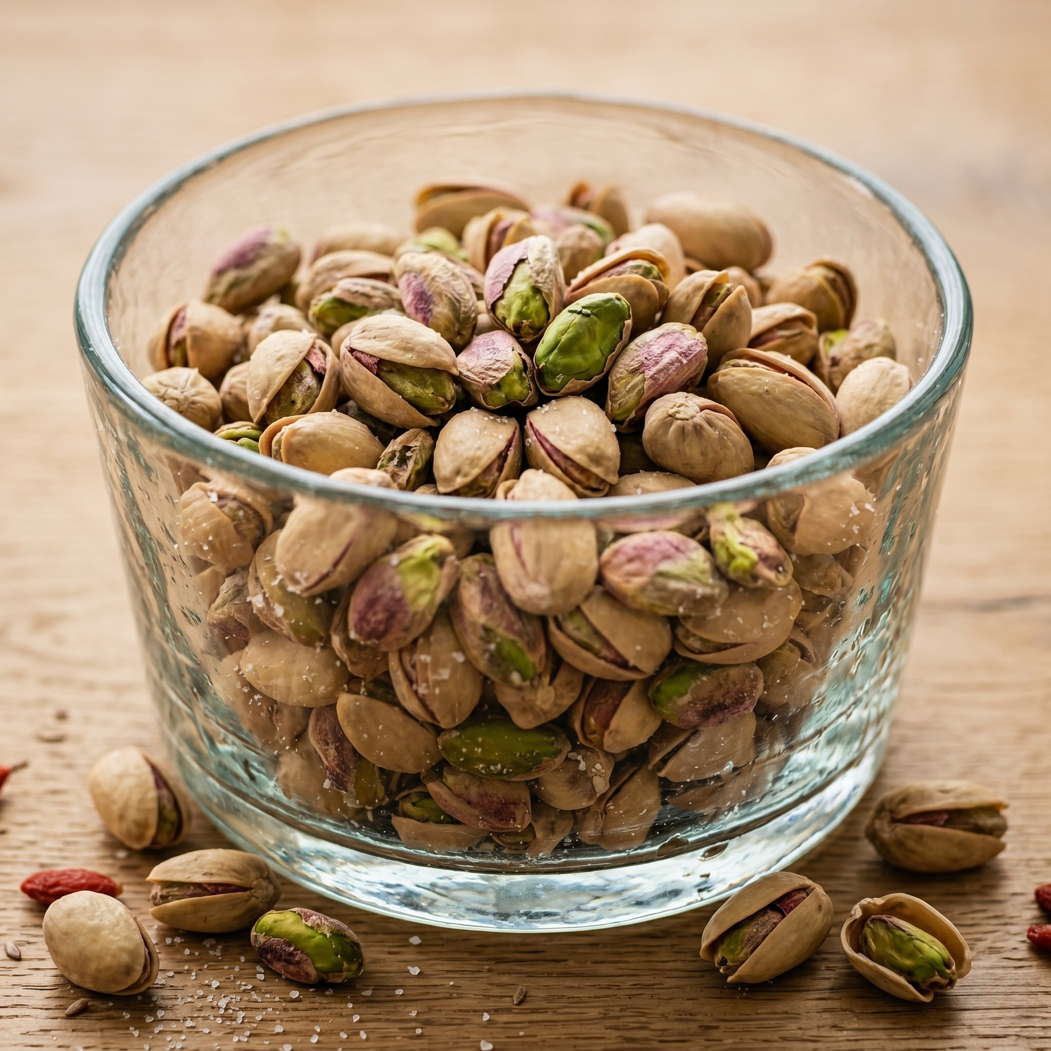 Nut Story Platinum Jumbo Pistachios roasted and salted — whole kernels in a glass bowl