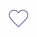 Purple icon of heart outline on a white background