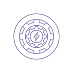 Icon of nested gears with lightning bolt without background
