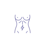 torso with a small "energy spark" in the center to signify metabolic fuel processing without background